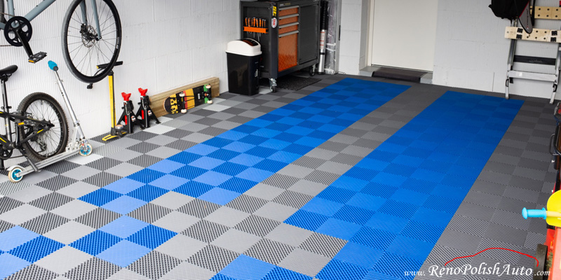 Dalle de garage PVC clipsable Bleue