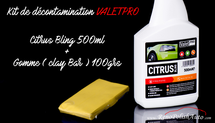 Decontamination Valetpro Citrus Bling Clay Gomme fine jaune